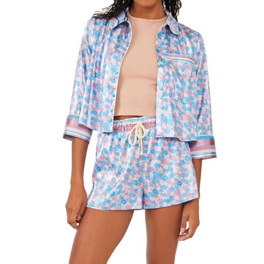 Free People Pillow Talk Silky Satin PJ Pajama Set NEW WITH TAGS - Picture 1 of 14